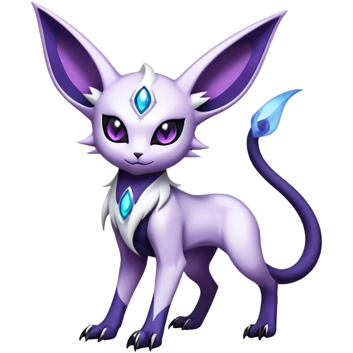Shiny Exotic Badass Mysterious Gothic Espeon-Absol-Pokémon-Fakémon-hybrid-creature (full body) emoji