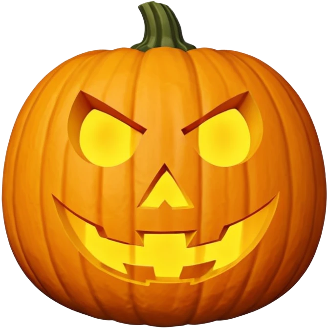 single Halloween pumpkin, carved jack-o'-lantern face, glowing inside, isolated on white background, high detail, soft natural lighting, no text, no watermark --ar 1:1 --v 6
 emoji
