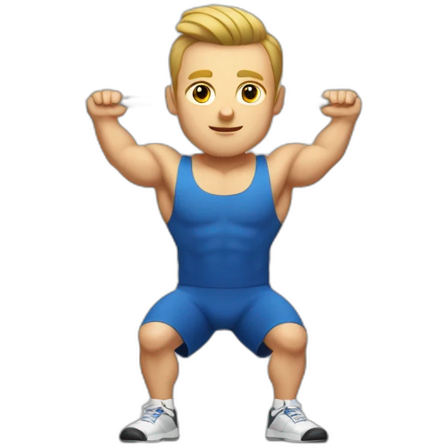 White Man with a bun hair doing Weightlifting snatch emoji
