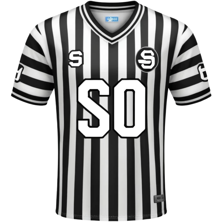 Black and white striped jersey with SCO letters emoji