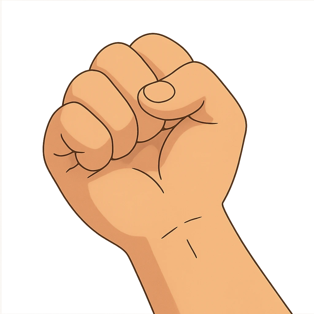 ghibli style hand gripping emoji