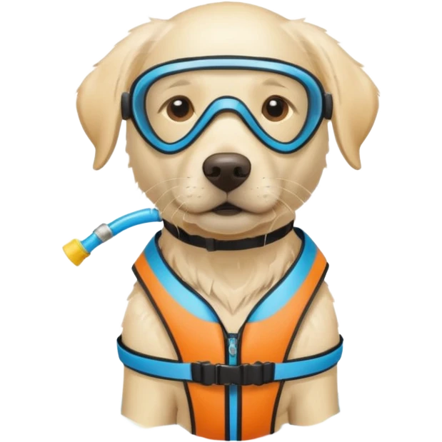 White labrador with snorkel and and swimmers vest emoji