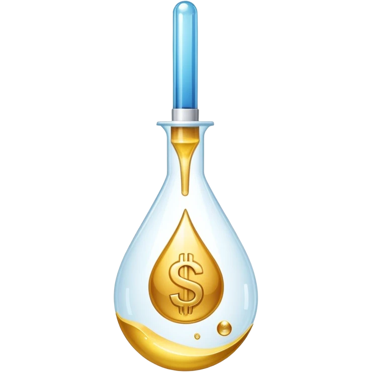 pipette with a golden drop, dollar sign inside the drop emoji