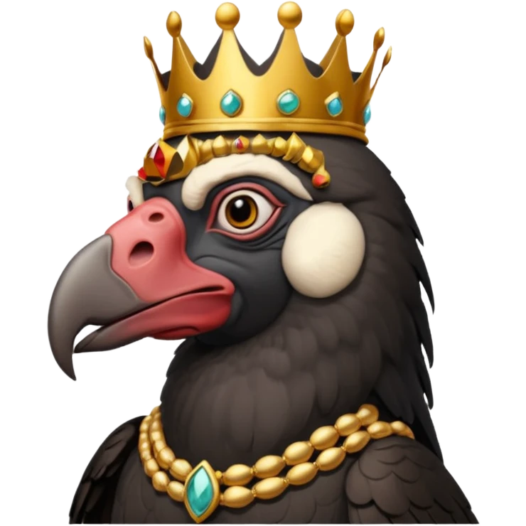 old black king vulture wearing crown looking ahead emoji