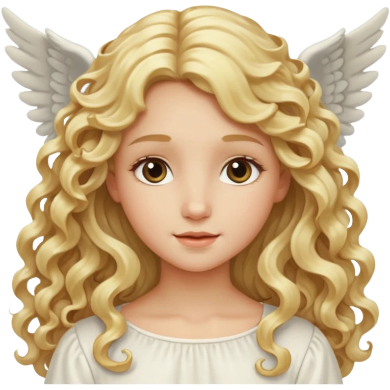 Gentle angel with long curls and cloud background emoji