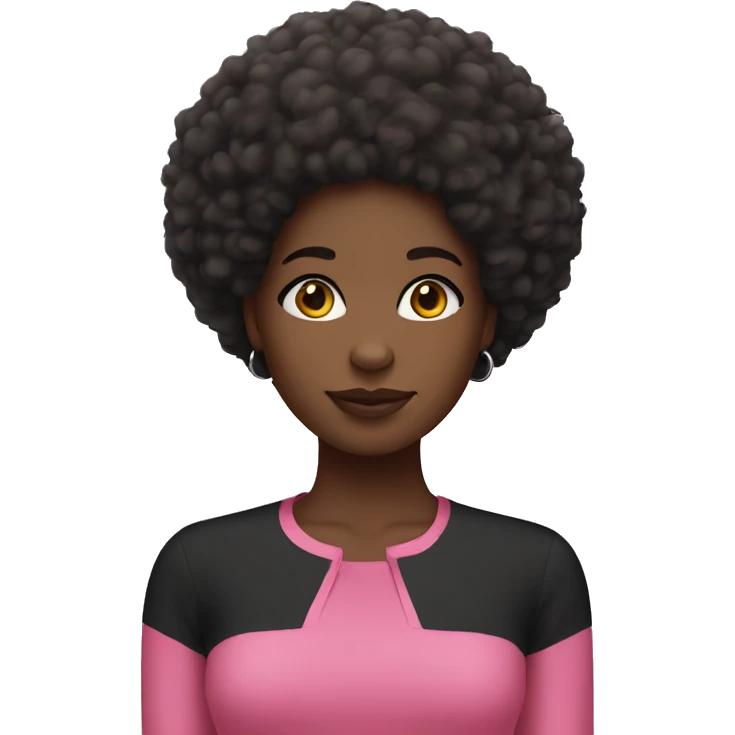 Black girl with Afro with pink top emoji