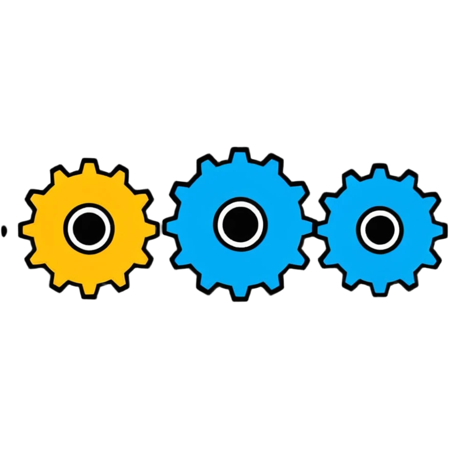 A set of connected gears turning in unison, showing a repeatable system emoji