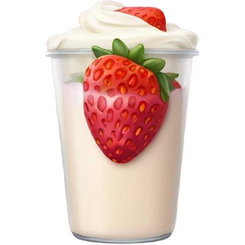 Fresas con crema en vaso emoji