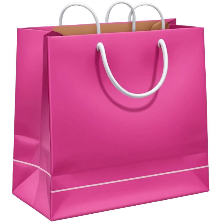Fuchsia pink paper bag with white handles, repeating 'DRUNI' pattern in light pink and a vertical white 'DRUNI' in the center, iOS emoji style, shiny and realistic. emoji