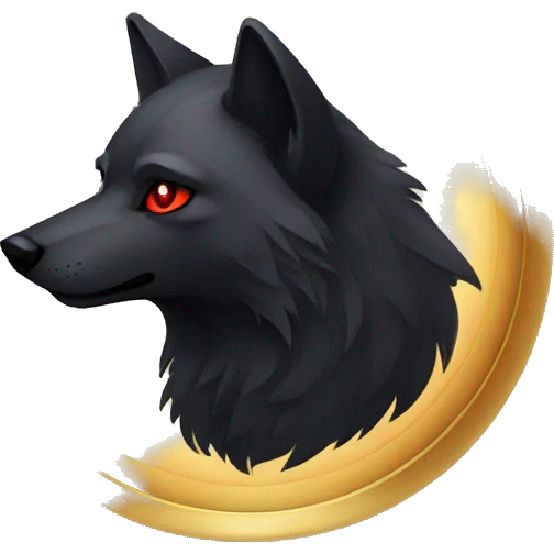 black Wolf, red eyes, golden rims emoji