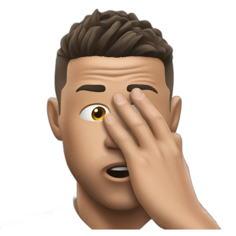 Ronaldo shocked with is two hand on his face emoji