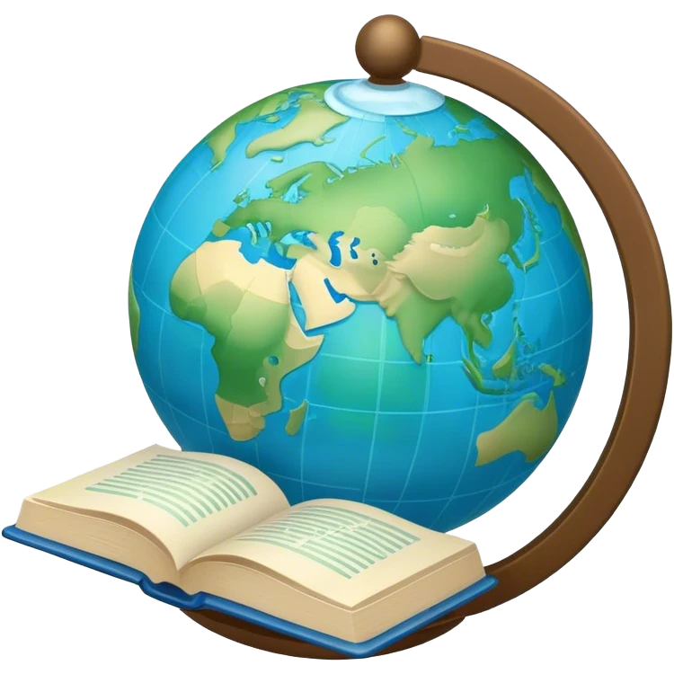 Create an emoji representing language translation. The design should feature an open book or a document with text in multiple languages (e.g., English, Spanish, Chinese), and a translation icon (such as an arrow between two languages) to symbolize the process of converting text. Include elements like a globe or a speech bubble to represent global communication. Use clear, simple lines and a color palette with blues, greens, and subtle neutral tones to convey the idea of clarity and understanding. Make the background transparent. emoji