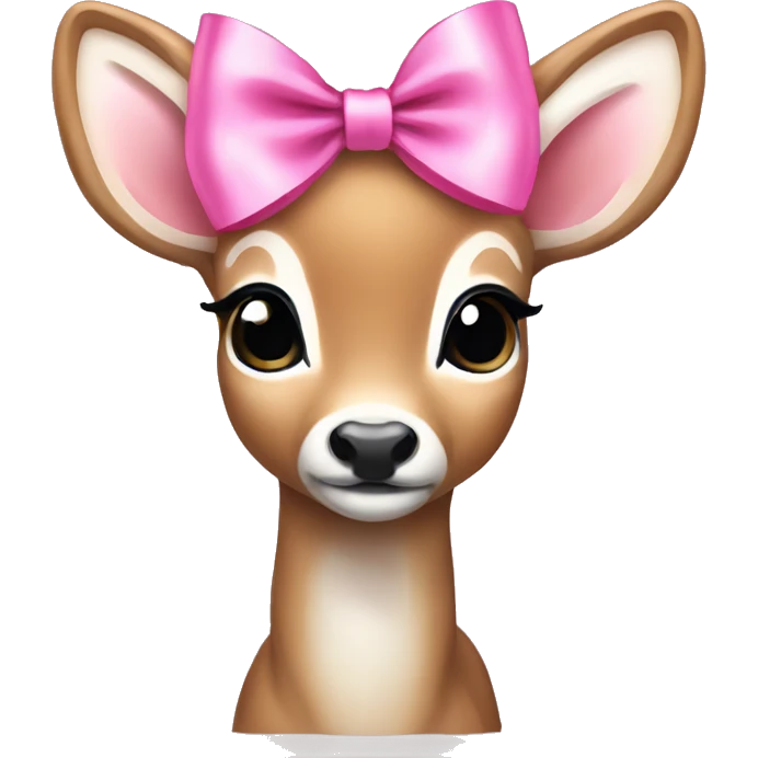 white tailed baby deer with pink bow emoji