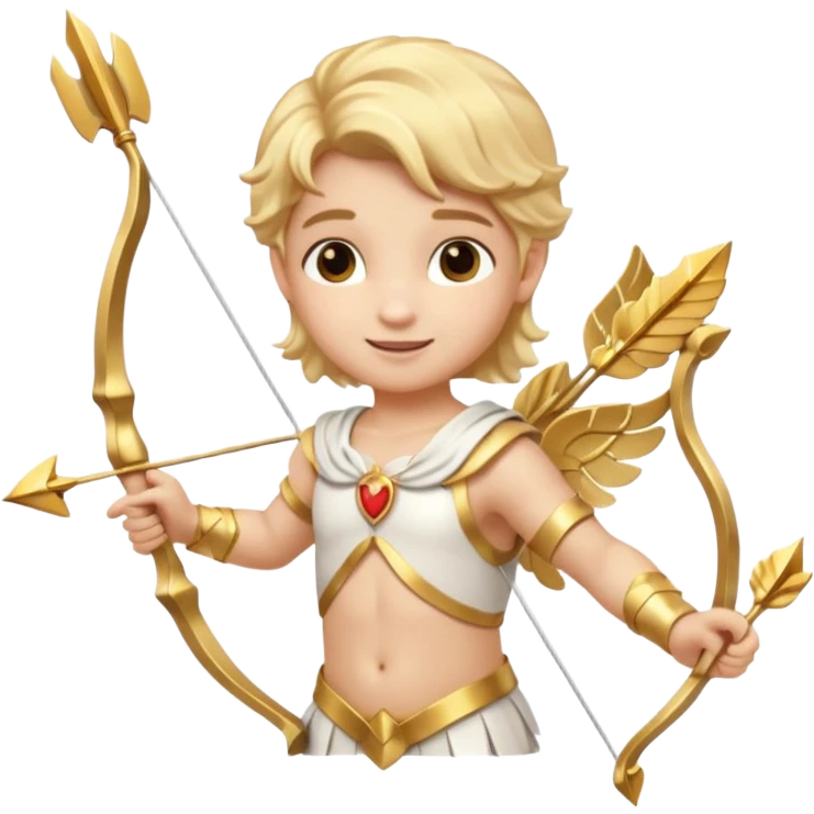 Cupid, God of Love from Gods and Goddesses with golden blonde hair, white and gold outfit emoji