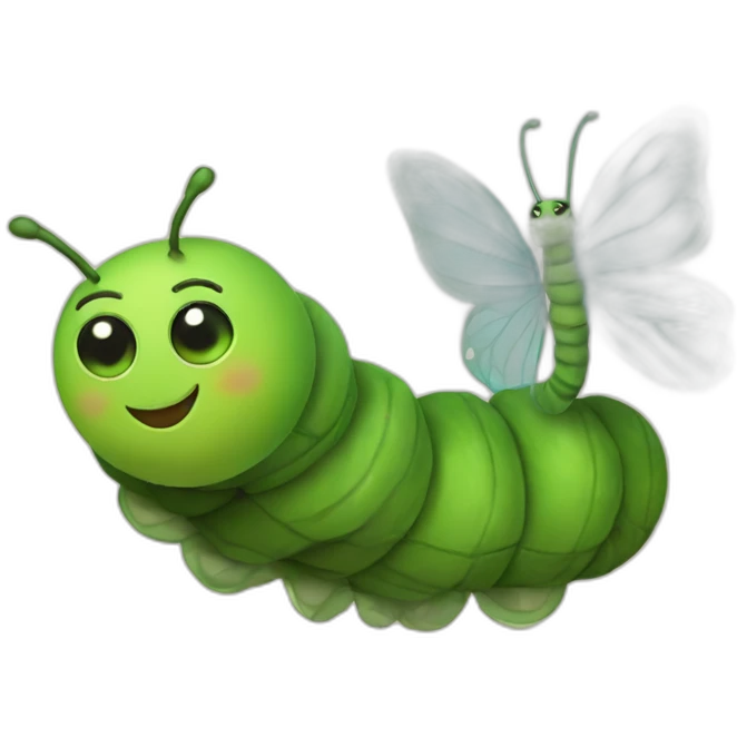 A caterpillar turning into a cocoon that turns into a butterfly emoji