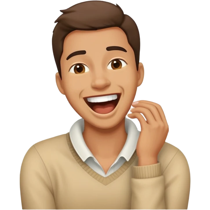 Person holding strangling themselves laughing emoji