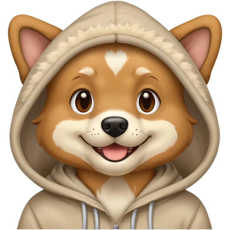 Dog wesring a hoodi emoji