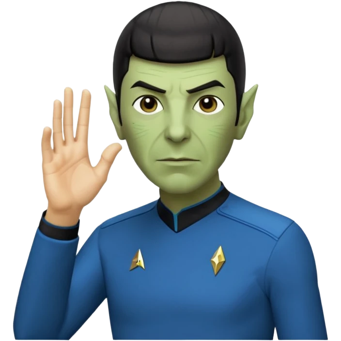 Spock with the Vulcan salute with Starfleet blue uniform (Star Trek) emoji