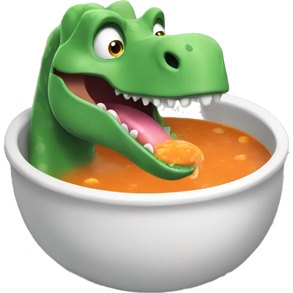 Dinosaur in a pool eating soup emoji