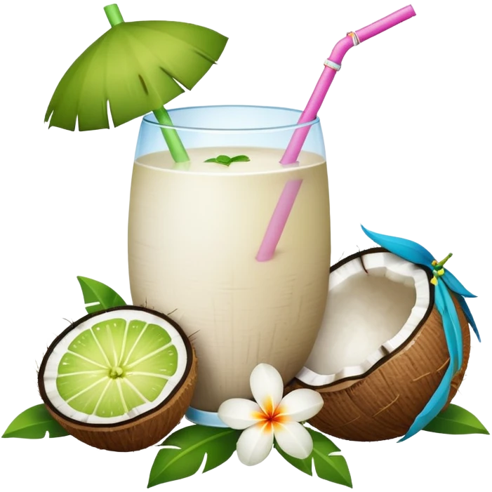 conut drink with flowers emoji
