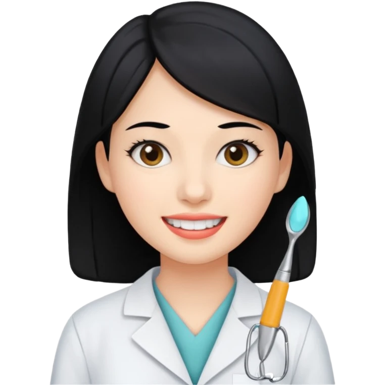 estudiante mujer de odontología con el cabello negro  emoji