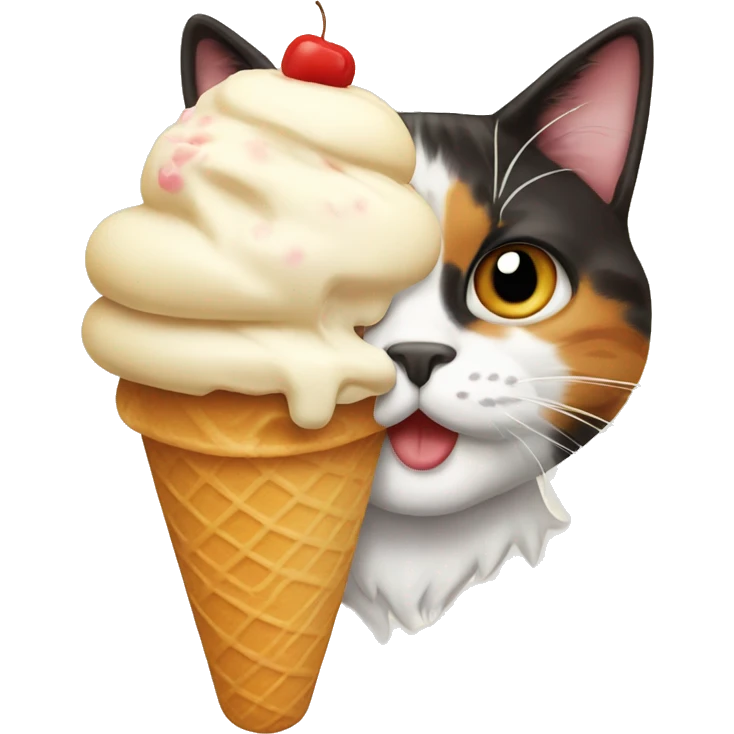 Icecream with calico cat emoji