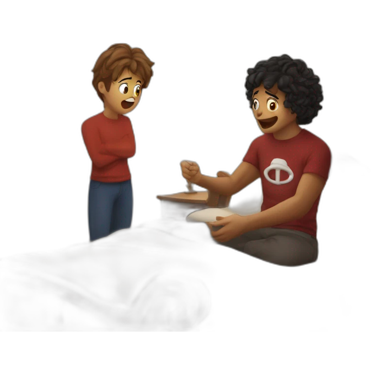 Guillaume does something occult in his room and gets yelled at by his mother. emoji