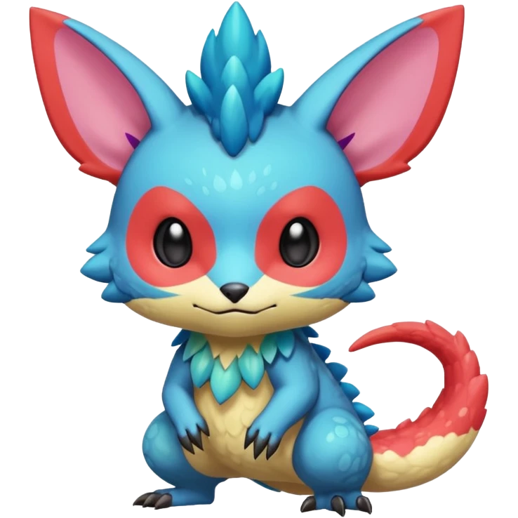 randomly colored cute kawaii adorable chibi colorful edgy anthropomorphic painted Fakémon-Pokémon-Trico-Vernid-creature emoji