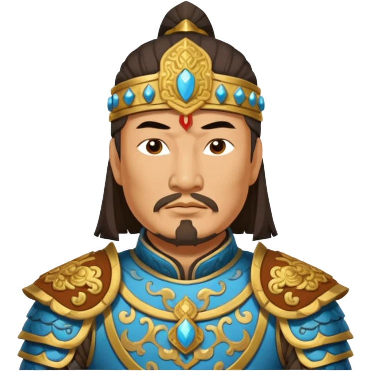 portrait of Genghis Khan in armor rotated 45 degrees to the right emoji
