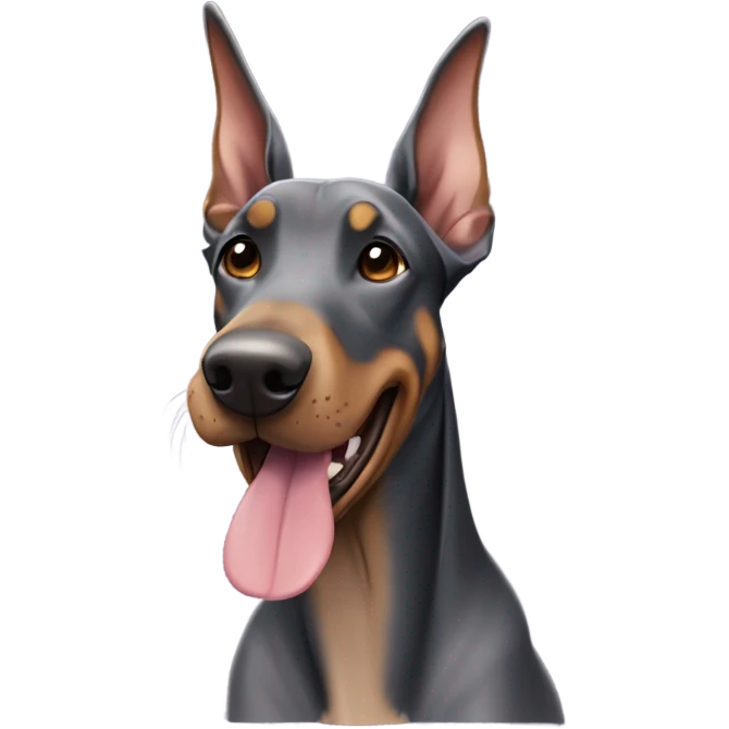 happy grey dobermann floppy ears with tongue out emoji