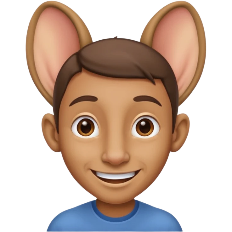 ذكر اذنيه كبار وخشمه كبير وعريض ويبتسم emoji