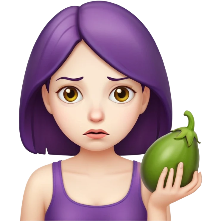 annoyed girl with eggplant emoji