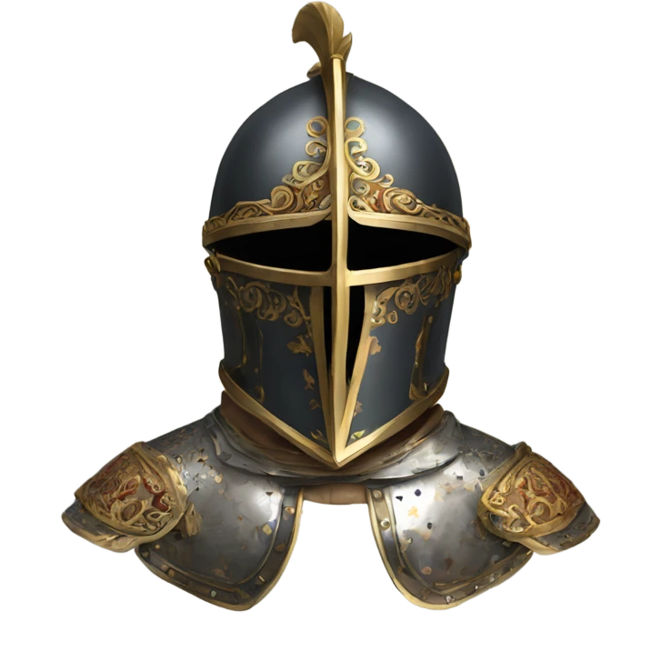 ornate french full-face armet helmet intricate inlays emoji