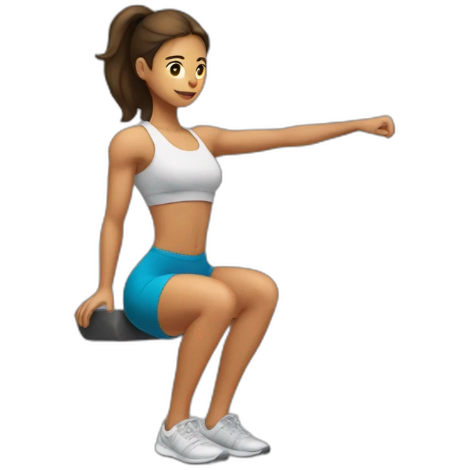  woman doing squats whith only leg emoji