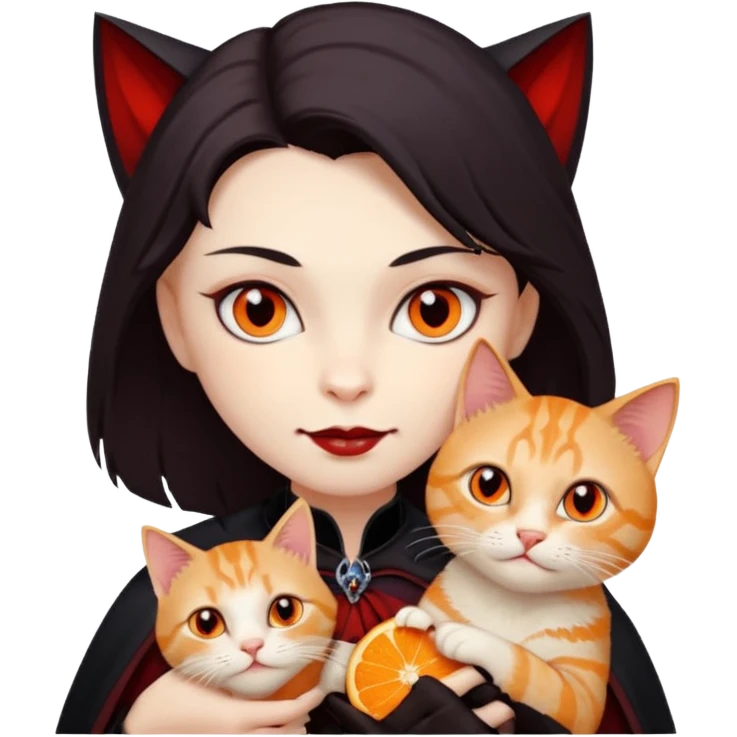 vampire cradling orange tabby emoji