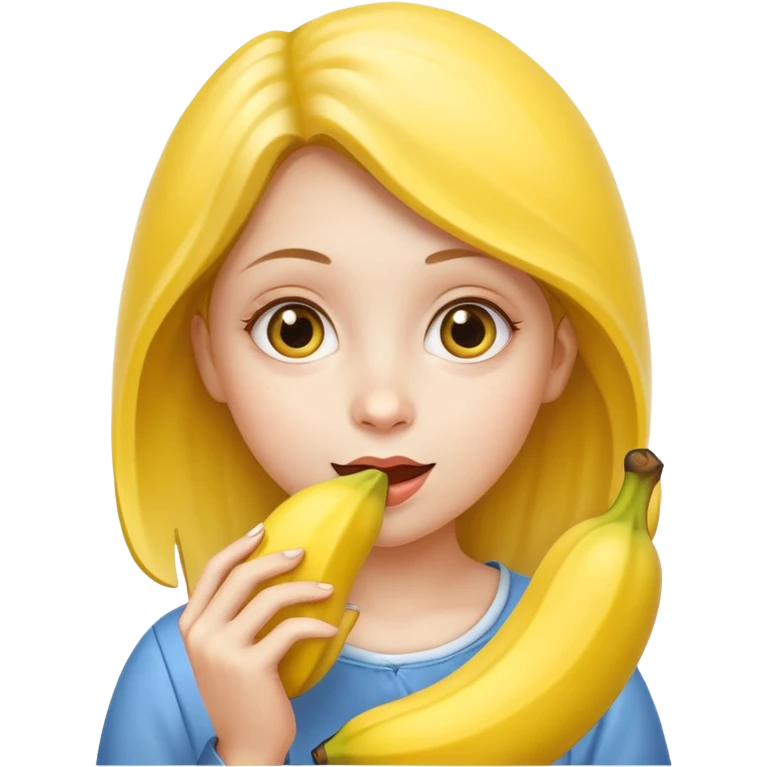 girl eating banana curiously emoji