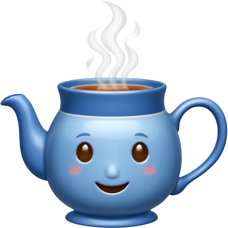 visibly steaming blue mug of tea emoji
