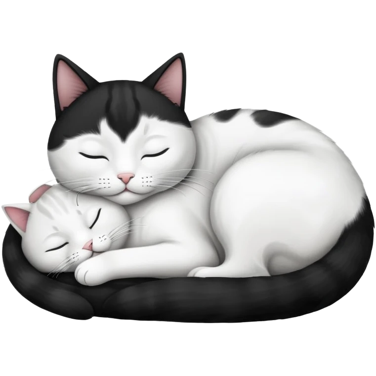 Black and white Devon cat sleeping emoji