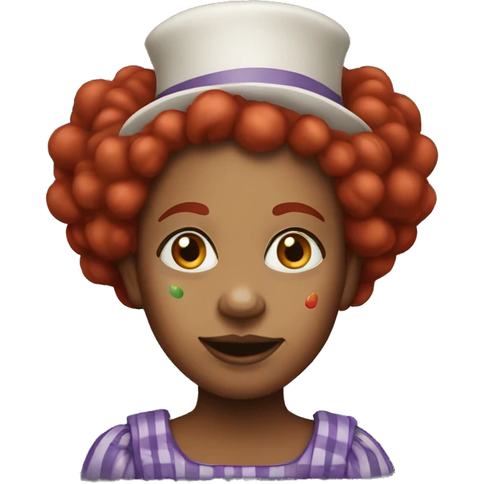 brown woman clown emoji with redhair emoji
