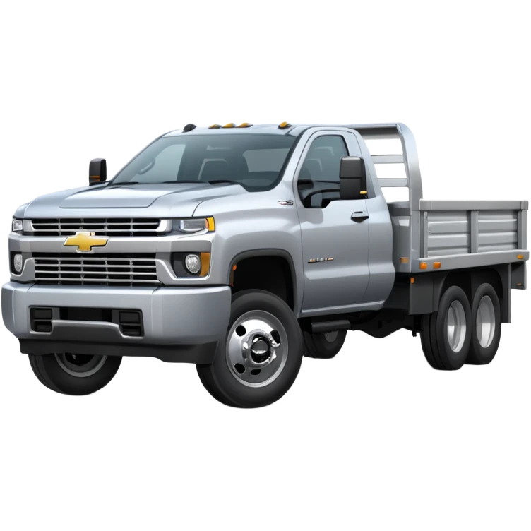 A silver 2020 Chevrolet 3500 dually with a silver flatbed  emoji