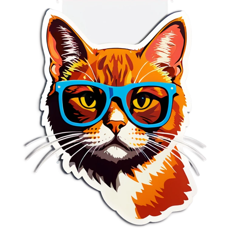 Pop art cat with sunglasses  emoji