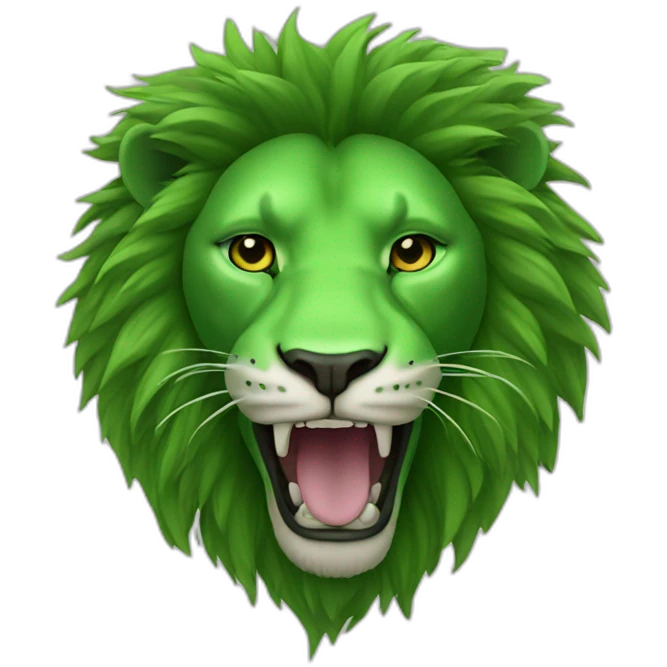 Green Lion face with joint in his mouth emoji