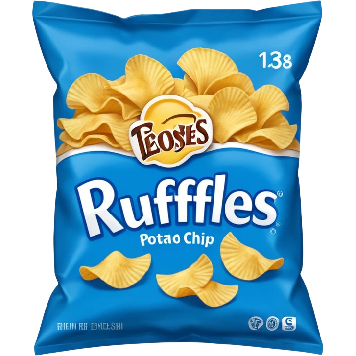 Draw a Ruffles chip bag in blue packaging with ridged potato chips spilling out. emoji