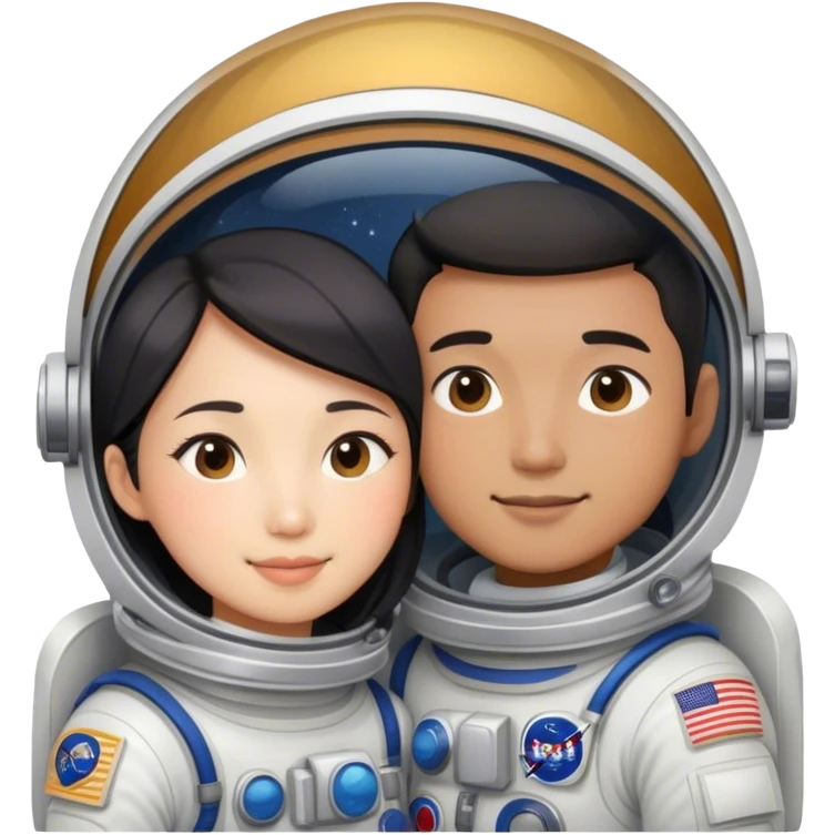 Asian Astronaut couple cuddling  emoji