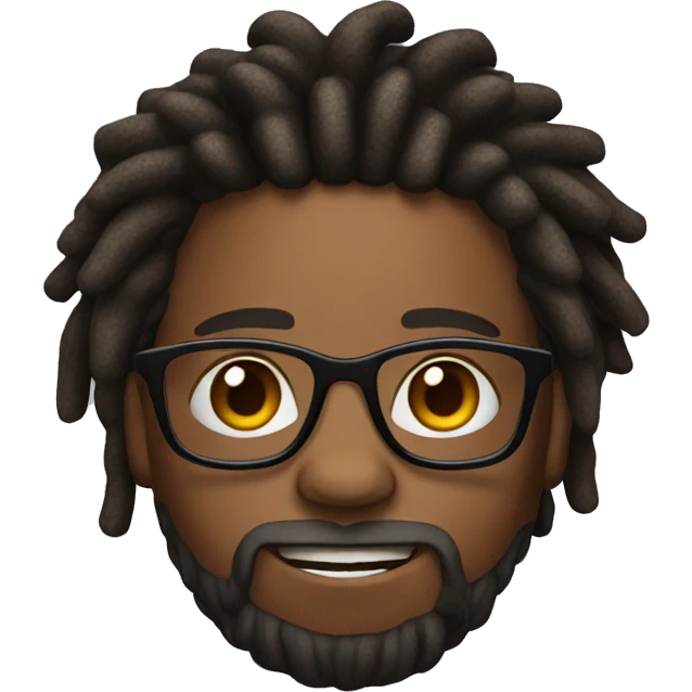 brown skin African American with dreads and glasses and beard emoji