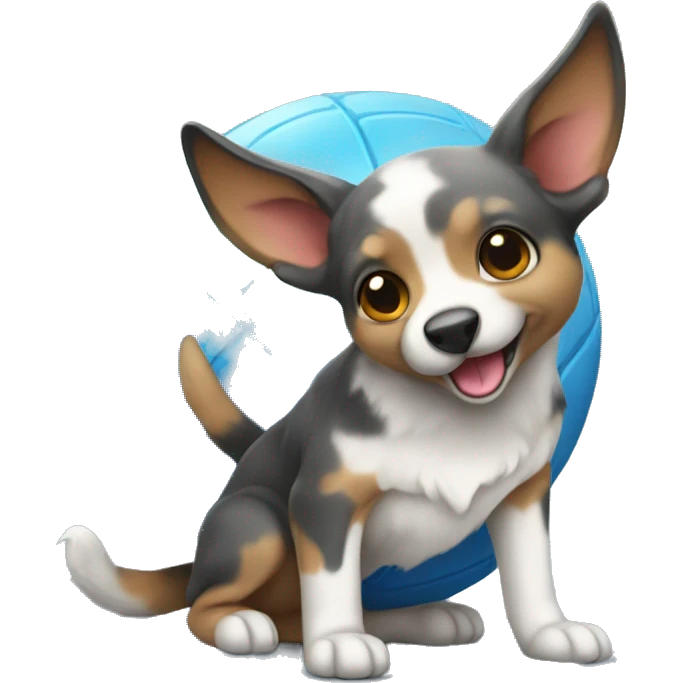 Blue healer with big ball emoji