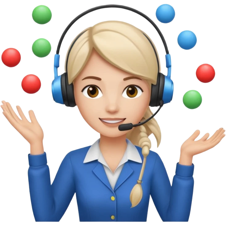 female digital marketer juggling all the responsibilities at bookeasy emoji