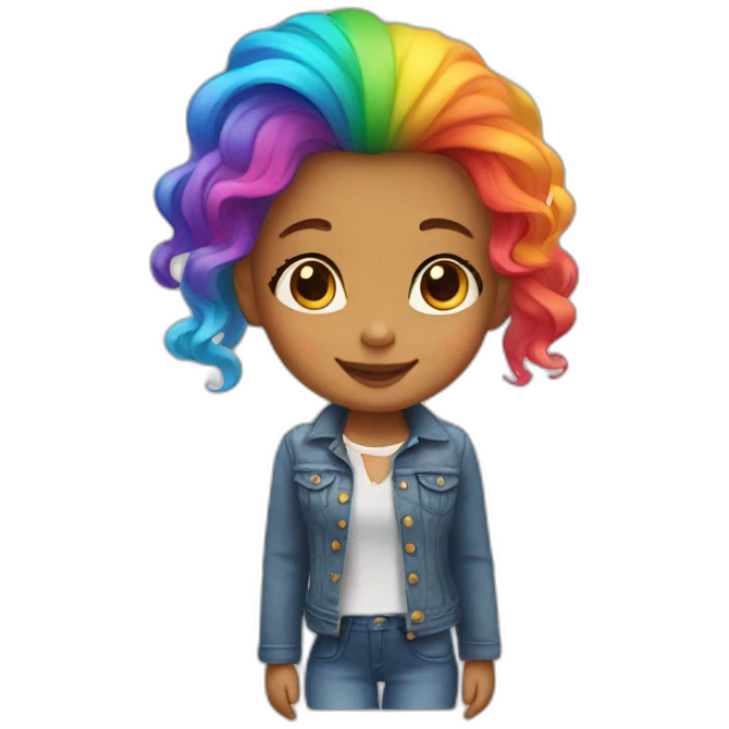 A little girl with rainbow hair emoji