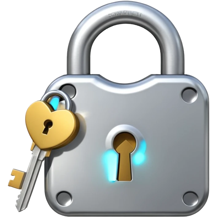 Closed padlock with a key inserted into it emoji