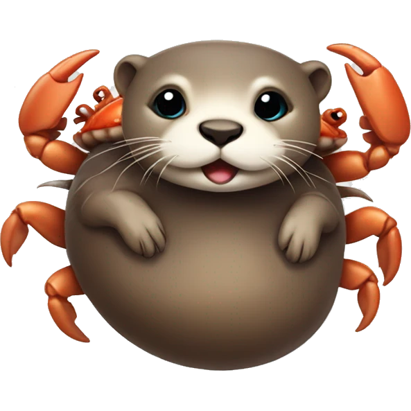 really cute otter on its back with a crab emoji